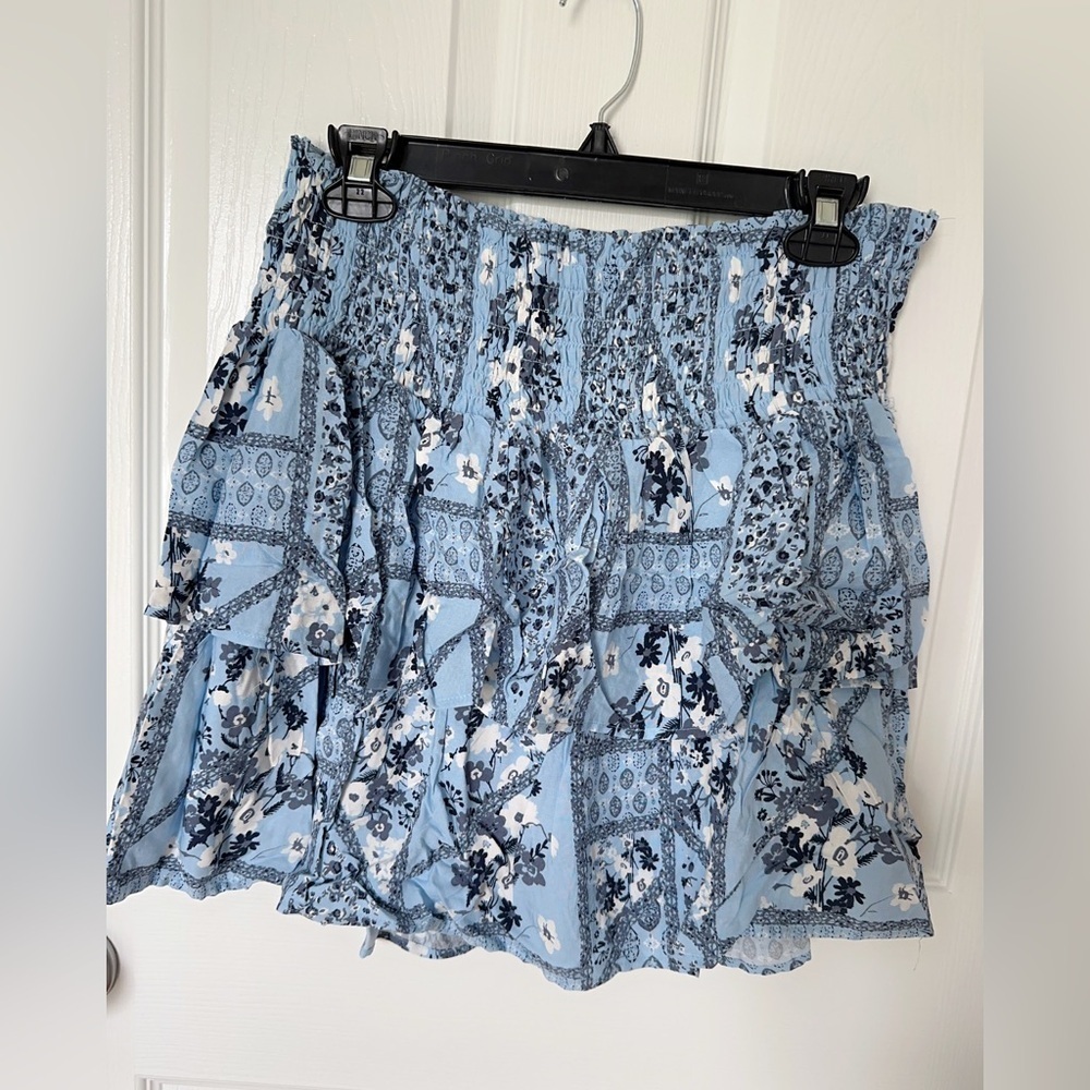 Wallflower Blue and White Mini Skirt - Picture 2 of 4